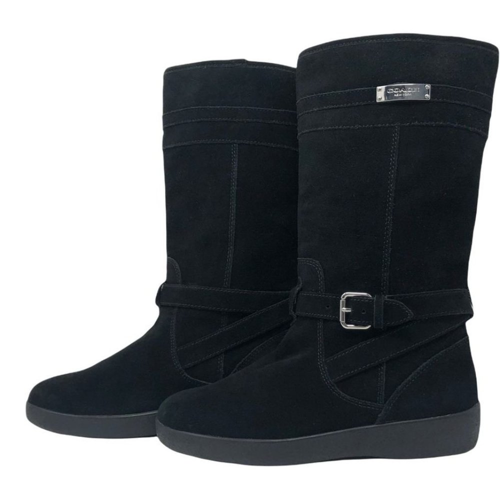 Coach Black Tallulah Suede Leather Winter Boots Size 7